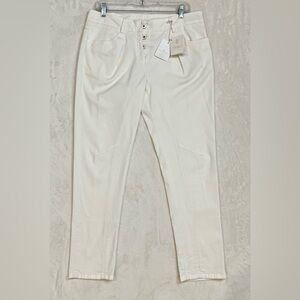 NWT Brunello Cucinelli Exposed Button white pants IT 44